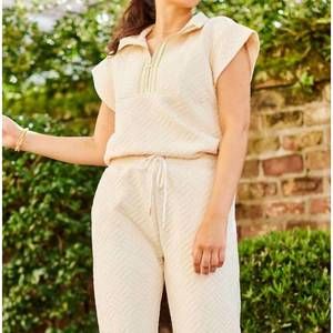 NEW MARY SQUARE porter zip-up top in ivory